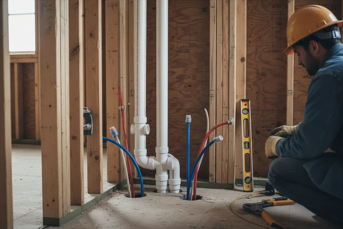 Drain and supply rough-in during Garbage Disposal Repair in Minetto